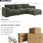EASE MOOSE Oversized Sectional Modular Sofa, Deep Seat Modular Sectional Cloud Couch,Removable Cover,Green - Image 3