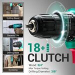 DCA Cordless Drill Set, 354 in-lbs Torque, 3/8" Keyless Chuck, Electric Power Drill with 2.0Ah Battery and Charger,18+1 Position,25-Piece 20V Drill Driver Kit, ADJZ2035 - Image 5