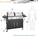 Captiva Designs Propane Gas Grill and Charcoal Grill Combo with Side Burner & Porcelain-Enameled Cast Iron Grate, Dual Fuel BBQ Grill for Outdoor Events & Backyard Barbecue, 690 SQIN Cooking Area - Image 7