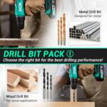 DCA Cordless Drill Set, 354 in-lbs Torque, 3/8" Keyless Chuck, Electric Power Drill with 2.0Ah Battery and Charger,18+1 Position,25-Piece 20V Drill Driver Kit, ADJZ2035 - Image 9