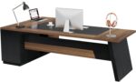 Tribesigns 78" L-Shaped Executive Desk, Extra Large Modern Office Desk with Drawers and File Cabinet, Business Furniture with Storage Shelves, Big Computer Desk for Home Office (Light Walnut + Black) - Image 9