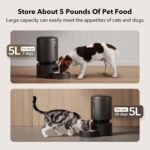 PETLIBRO Automatic Cat Feeder, 5G WiFi Automatic Dog Food Dispenser with Freshness Preservation, 5L Timed Pet Feeder with Low Food Sensor, Up to 10 Meals Per Day, Granary Black - Image 7
