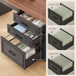SEDETA Farmhouse L Shaped Electric Standing Desk, 63" x 67" Height Adjustable Office Executive Desk with Drawers and Shelves, Standing Computer Desks with Power Outlet for Home Office, Black+Brown - Image 7