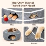 Peekaboo Cat Cave Donut - Cat Tunnel Bed for Indoor Cats – Cute Patterns Hideaway for Multiple & Large Cats, Scratch-Resistant (Dark Gray) - Image 4