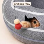 Peekaboo Cat Cave Donut - Cat Tunnel Bed for Indoor Cats – Cute Patterns Hideaway for Multiple & Large Cats, Scratch-Resistant (Dark Gray) - Image 10