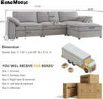 EASE MOOSE Oversized L Shape Sectional Modular Sofa,Wide Deep seat Sectional Sofa,FSC Certified Comfortable Chenille Grey Cloud Modular Sofa - Image 3