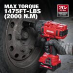 Alloyman Cordless Impact Wrench, 1475Ft-lbs (2000N.m) 1/2 High Torque Brushless Impact Gun, 20V Power Impact Driver, 4000mAh Battery,3 Sockets, Brushless Motor Variable Speeds for Car/Truck RV/Mower - Image 3