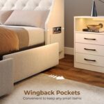 Rolanstar Queen Bed Frame with LED Lights and Charging Station, Upholstered Bed with Drawers, Wooden Slats, Noise Free, Easy Assembly, Beige - Image 8