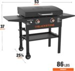 BLACKSTONE 1883 Original 28” Griddle with Integrated Protective Hood and Counter Height Side Shelves, Powder Coated Steel, Black - Image 4