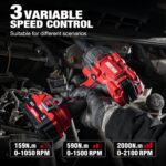 Alloyman Cordless Impact Wrench, 1475Ft-lbs (2000N.m) 1/2 High Torque Brushless Impact Gun, 20V Power Impact Driver, 4000mAh Battery,3 Sockets, Brushless Motor Variable Speeds for Car/Truck RV/Mower - Image 6