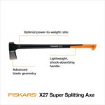 Fiskars X27 Super Splitting Axe, 36" Wood Splitting Axe for Medium to Large Size Logs with Shock-Absorbing Handle, Split Firewood, Forged Steel Blade, Bushcraft Gear and Camping Hatchet - Image 6