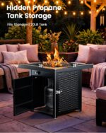 Ciays 28 Inch Propane Fire Pit CSA-Listed Outdoor Fire Pit Table, 50,000 BTU Steel Gas Fire Pits with Lid and Lava Rock, Add Warmth and Ambience to Parties On Patio Deck Garden,Black,CIFPT3-N1 - Image 4