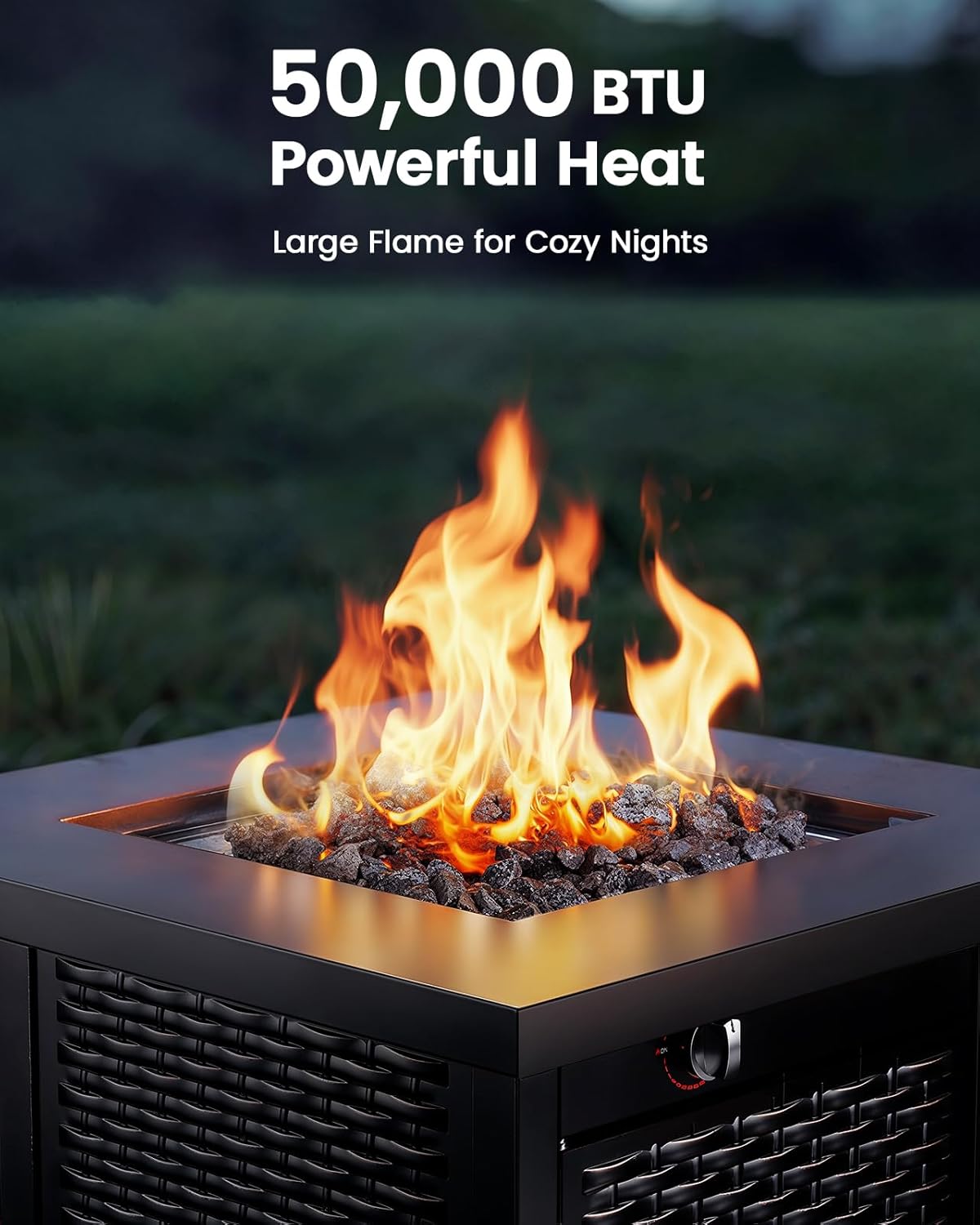 Ciays 28 Inch Propane Fire Pit CSA-Listed Outdoor Fire Pit Table, 50,000 BTU Steel Gas Fire Pits with Lid and Lava Rock, Add Warmth and Ambience to Parties On Patio Deck Garden,Black,CIFPT3-N1 - Image 6