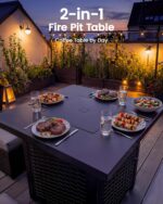 Ciays 28 Inch Propane Fire Pit CSA-Listed Outdoor Fire Pit Table, 50,000 BTU Steel Gas Fire Pits with Lid and Lava Rock, Add Warmth and Ambience to Parties On Patio Deck Garden,Black,CIFPT3-N1 - Image 7