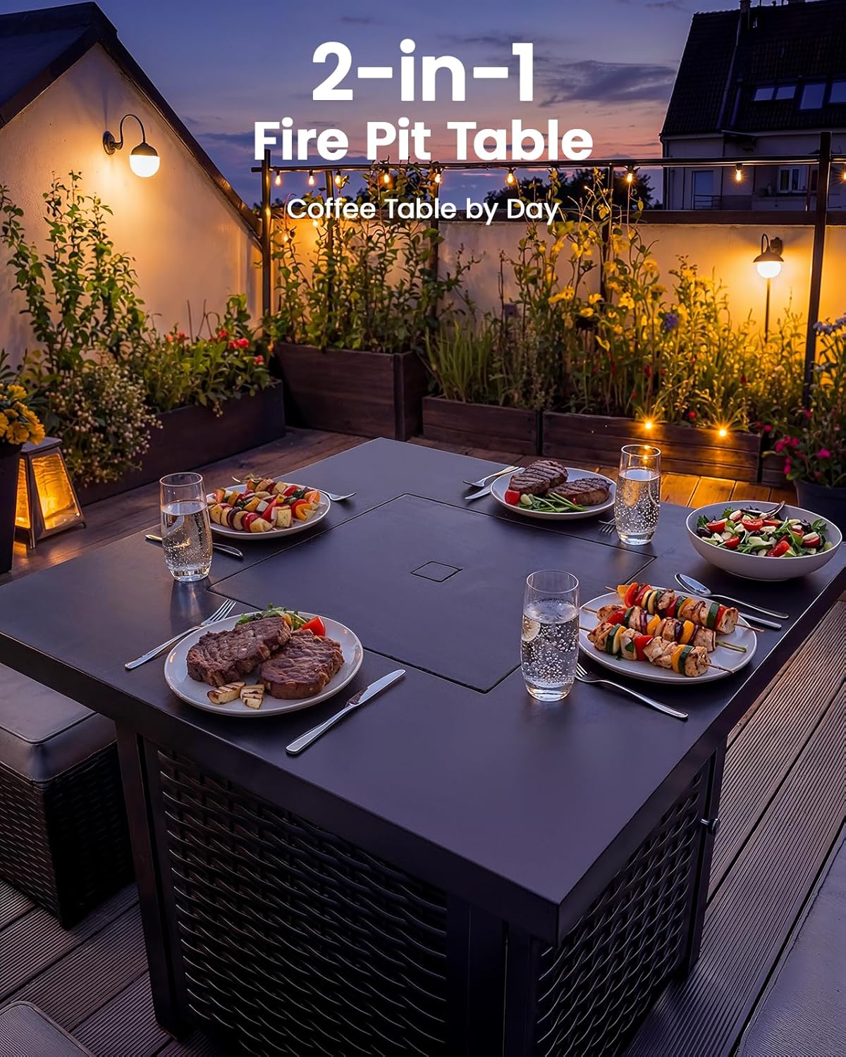Ciays 28 Inch Propane Fire Pit CSA-Listed Outdoor Fire Pit Table, 50,000 BTU Steel Gas Fire Pits with Lid and Lava Rock, Add Warmth and Ambience to Parties On Patio Deck Garden,Black,CIFPT3-N1 - Image 7