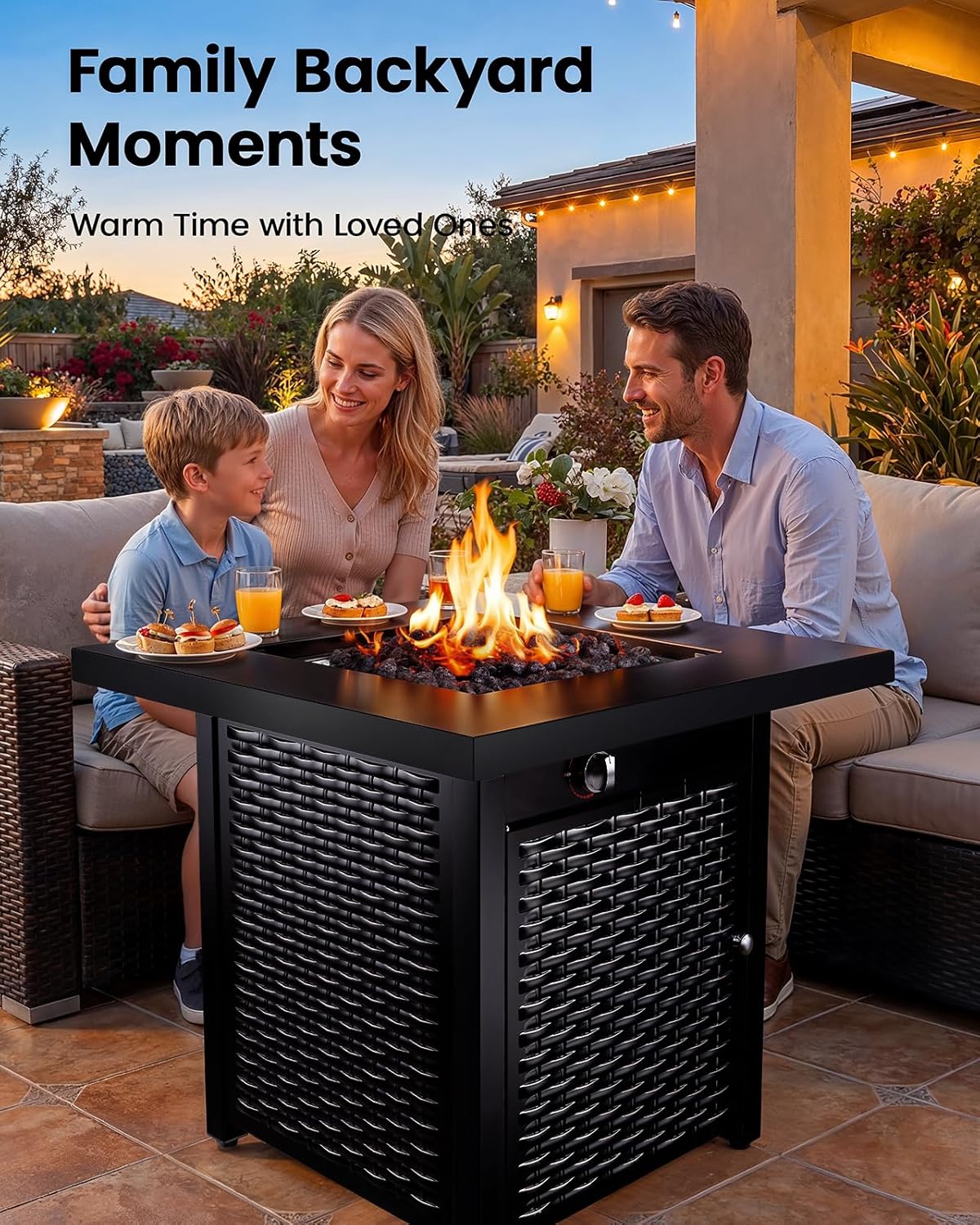 Ciays 28 Inch Propane Fire Pit CSA-Listed Outdoor Fire Pit Table, 50,000 BTU Steel Gas Fire Pits with Lid and Lava Rock, Add Warmth and Ambience to Parties On Patio Deck Garden,Black,CIFPT3-N1 - Image 8