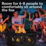 Sunnydaze Crossweave Outdoor Fire Pit - Wood-Burning Fire Pit for Outside with Spark Screen, Poker and Round Cover - 36-Inch - Black - Image 3