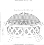 Sunnydaze Crossweave Outdoor Fire Pit - Wood-Burning Fire Pit for Outside with Spark Screen, Poker and Round Cover - 36-Inch - Black - Image 9
