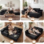 GRUSIGN Cloud Sectional Boneless Couches for Living Room, Modular L Shaped Couch with Deep Seat Oversized Right Facing Chaise, Memory Foam Compressed Spineless 3 Seater Sofa for Apartment, Black - Image 4