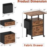 GYIIYUO 2 Drawer File Cabinet with 24'' Extended Desktop, Mobile Filing Cabinet, Rolling File Cabinet with Side Bag, Fabric Drawer, Fits A4/Letter Size, Printer Stand Home Office, Light Brown - Image 4