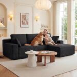 GRUSIGN Cloud Sectional Boneless Couches for Living Room, Modular L Shaped Couch with Deep Seat Oversized Right Facing Chaise, Memory Foam Compressed Spineless 3 Seater Sofa for Apartment, Black - Image 6