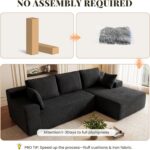 GRUSIGN Cloud Sectional Boneless Couches for Living Room, Modular L Shaped Couch with Deep Seat Oversized Right Facing Chaise, Memory Foam Compressed Spineless 3 Seater Sofa for Apartment, Black - Image 7