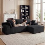 GRUSIGN Cloud Sectional Boneless Couches for Living Room, Modular L Shaped Couch with Deep Seat Oversized Right Facing Chaise, Memory Foam Compressed Spineless 3 Seater Sofa for Apartment, Black - Image 9