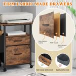 GYIIYUO 2 Drawer File Cabinet with 24'' Extended Desktop, Mobile Filing Cabinet, Rolling File Cabinet with Side Bag, Fabric Drawer, Fits A4/Letter Size, Printer Stand Home Office, Light Brown - Image 9