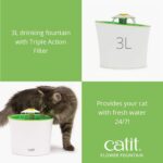 Catit LED Flower Fountain with Triple Action Filter, Cat Drinking Water Fountain, 3 L - Image 4