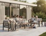 Aluminum Outdoor Patio Furniture Set with Coffee Table, 4 Piece Patio Conversation Sets with Washable Thick Cushions, Outdoor Sectional Furniture Set for Poolside, Balcony, Deck, Gray - Image 5