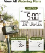 Diivoo Brass Sprinkler Timer, IP66 Waterproof Programmable Hose Timers for Watering with Large Display, Rain Delay & Manual Mode for Outdoor Automatic Irrigation of Garden, Lawn, Yard - Image 4