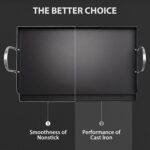 Utheer 25" x 16" Pre-Seasoned Nonstick Cast Iron Griddle for Gas & Charcoal Grills – Universal Flat Top with Grease Groove, Reinforced Ridges & High Sidewalls, Great for Parties, Camping & Tailgating - Image 6