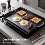Utheer 25" x 16" Pre-Seasoned Nonstick Cast Iron Griddle for Gas & Charcoal Grills – Universal Flat Top with Grease Groove, Reinforced Ridges & High Sidewalls, Great for Parties, Camping & Tailgating - Image 7