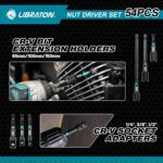 LIBRATON 54PCS Magnetic Nut Driver Set, Impact Drill Driver Bit 1/4", Metric & SAE Nut Drivers for Impact Drill, Socket Adapters, Screwdriver Bit, Quick-Release Extension, Wing Nut Driver, Storage Box - Image 5