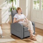 Sweetcrispy Massage Recliner Chair for Adults, Adjustable Home Theater Seating with Lumbar Support for Living Room, Modern Fabric Reclining for Small Space, Grey - Image 3