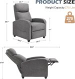 Sweetcrispy Massage Recliner Chair for Adults, Adjustable Home Theater Seating with Lumbar Support for Living Room, Modern Fabric Reclining for Small Space, Grey - Image 4