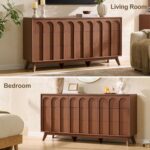 Oak&Sparrow Mid Century Modern Dresser for Bedroom, Walnut 9 Drawer Dresser with Arched Front, 63'' Wide Chest of Drawers Wood Storage Organizer for Living Room - Image 6