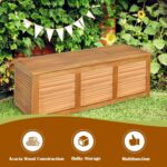 Tangkula 46 Gallon Acacia Wood Deck Box, Garden Backyard Storage Bench, Outdoor Storage Container for Patio Furniture Cushions and Gardening Tools - Image 4