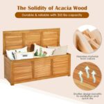 Tangkula 46 Gallon Acacia Wood Deck Box, Garden Backyard Storage Bench, Outdoor Storage Container for Patio Furniture Cushions and Gardening Tools - Image 5