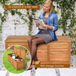Tangkula 46 Gallon Acacia Wood Deck Box, Garden Backyard Storage Bench, Outdoor Storage Container for Patio Furniture Cushions and Gardening Tools - Image 6