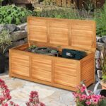 Tangkula 46 Gallon Acacia Wood Deck Box, Garden Backyard Storage Bench, Outdoor Storage Container for Patio Furniture Cushions and Gardening Tools - Image 8