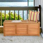 Tangkula 46 Gallon Acacia Wood Deck Box, Garden Backyard Storage Bench, Outdoor Storage Container for Patio Furniture Cushions and Gardening Tools - Image 9