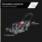 Honda HRX-BE 21-Inch Walk Behind 12 AH Battery Powered Lawn Mower with 2 Battery Bays, Variable Speed Self Propelled Lawn Mower with 2.2 Bushel Capacity, Easy-Off Grass Bag (HRX217YXBEXA6) - Image 7
