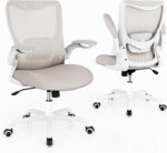 MUXX.STIL Office Chair, Ergonomic Desk Chair with Adjustable Lumbar Support and Flip up Armrest, Breathable Mesh Computer Chair for Home Office, Khaki - Image 7