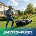 18" Electric Lawn Mower, 40V Self-Propelled Cordless Lawn Mower with 2x5.0Ah Batteries, Brushless Motor, 2-in-1 Mulching & Bagging, 6-Position Height Adjustment, for Small to Medium Yards - Image 4