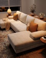 U-Shaped Sectional Couches for Living Room | 112 Inch Modern Sectional Couch | Warm White Chenille Sofa with Double Chaise for Apartment - Image 5