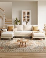 U-Shaped Sectional Couches for Living Room | 112 Inch Modern Sectional Couch | Warm White Chenille Sofa with Double Chaise for Apartment - Image 8