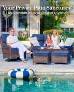 HILLGA 7-Piece Luxury Patio Furniture Set with 6" Thick Cushions, Weather-Resistant Wicker High Back Swivel Rocker Chairs, Senior-Friendly Outdoor Sofa Set for Large Deck, Yard and Poolside, Blue(V2) - Image 4