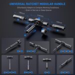 74 in 1 Magnetic Ratchet Screwdriver Set - T Handle Ratchet Screwdriver with S2 Steel Bits, Detachable Design & Storage Case, Precision Repair Tool Kit for Electronics, Furniture, Bicycle, Watch, DIY - Image 3