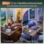 Huuger Computer Desk, 55 Inch Home Office Desk, Gaming Writing Work from Home Study Desk, Large Legroom, Sturdy Metal Frame, Modern Simple, Rustic Brown - Image 4